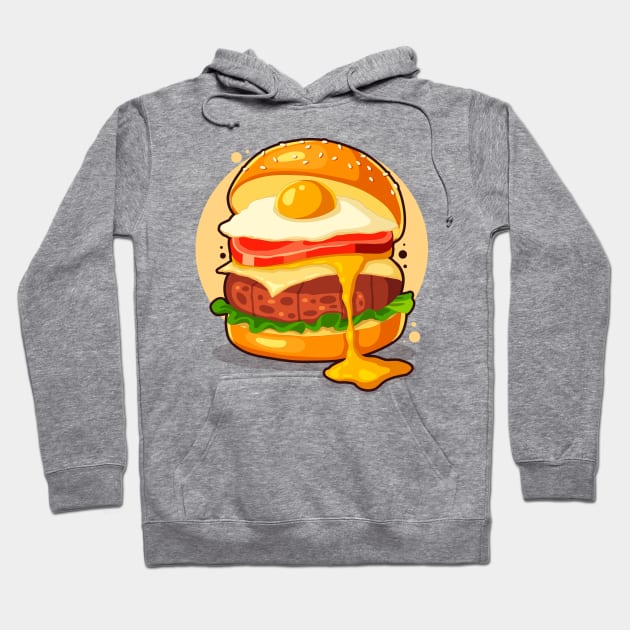 Hand Drawn Burger Illustration Hoodie by Mako Design 